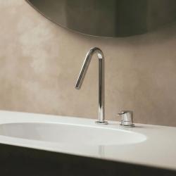 Waterevolution Flow 2-gats wastafelkraan chroom met kleine V 120mm uitloop T1121V01