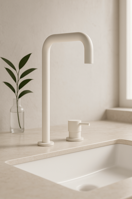 Waterevolution Flow 2-gats wastafelkraan hoge uitloop 222 mat wit T122HBR