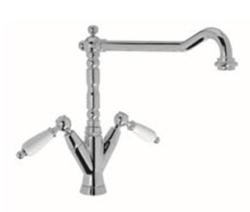 PB klassieke kraan Opbouw keukenkraan Witte hendels Chroom 1208854202