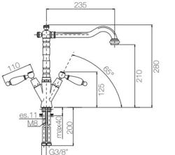 PB klassieke kraan Opbouw keukenkraan Witte hendels Chroom 1208854202