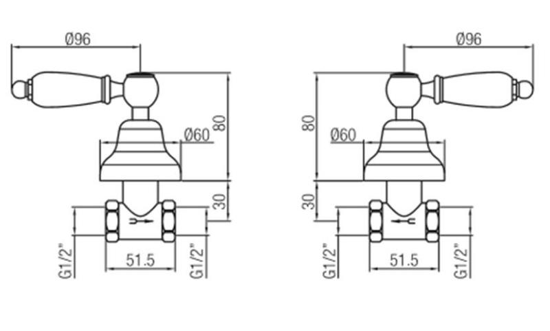 PB klassieke kraan inbouw doucheset met witte hendels Chroom 1208854562