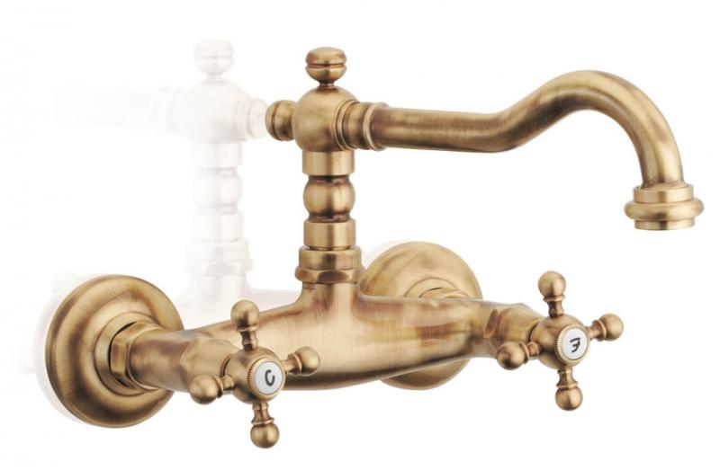 PB klassieke kraan opbouw badkraanset met sterknoppen inclusief handdouche RVS 1208855262