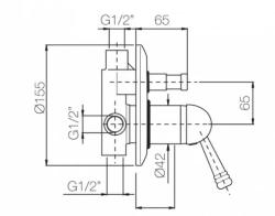 PB nostalgische Inbouw mengkraan met omsteller met Witte Hendel RVS
