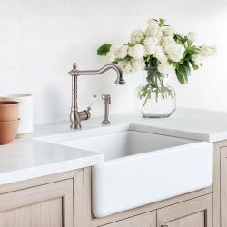 PB Nostalgische keukenkraan met separate uittrekbare handdouche RVS