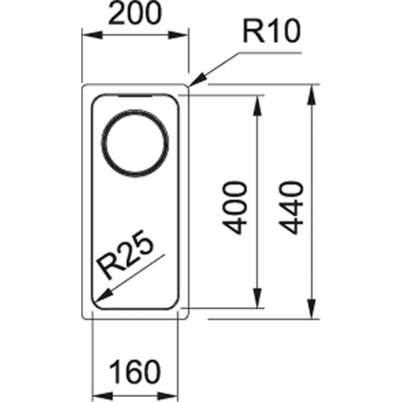 Franke Mythos MYX 110.16 rvs kleine spoelbak 16x40cm onderbouw 122.0638.196