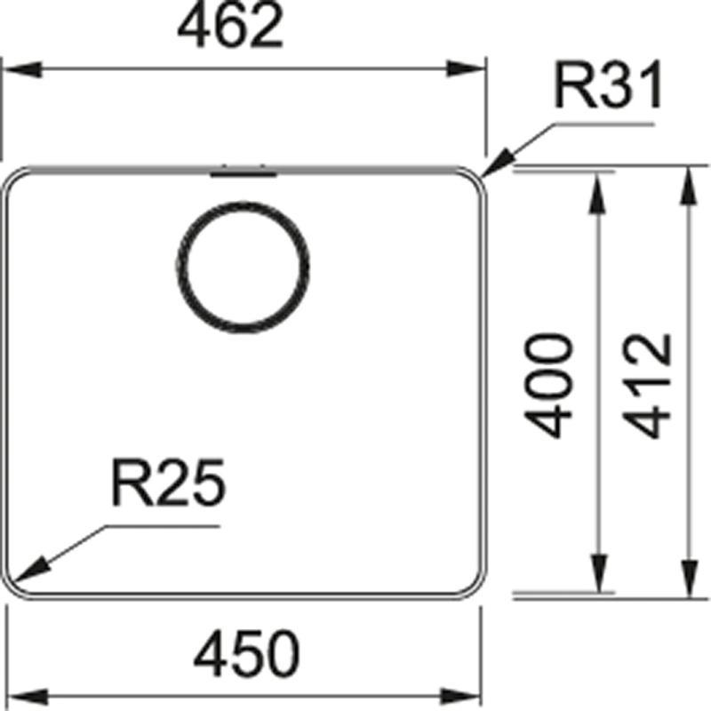Franke Mythos MYX 210.45 rvs spoelbak 45x40cm vlakbouw 127.0638.275