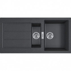 Franke Sirius 2 S2D 651 zwarte kunststof 1,5 anderhalve spoelbak met afdruip opbouw 100x50 143.0634.554