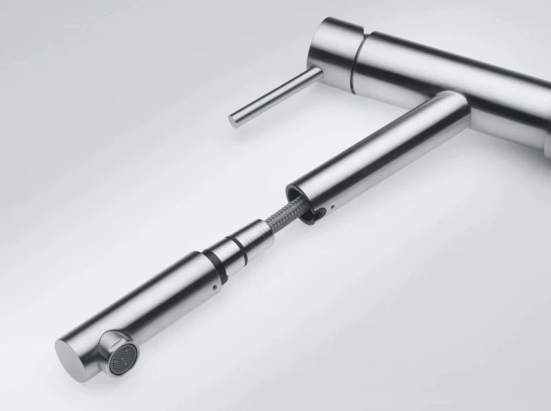 Franke Orbit massief rvs lage Keukenkraan met uittrekbare uitloop inox 115.0569.461