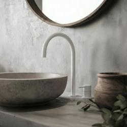 Waterevolution Flow 2-gats wastafelkraan wit met hoge  U 200mm uitloop T1122UBR