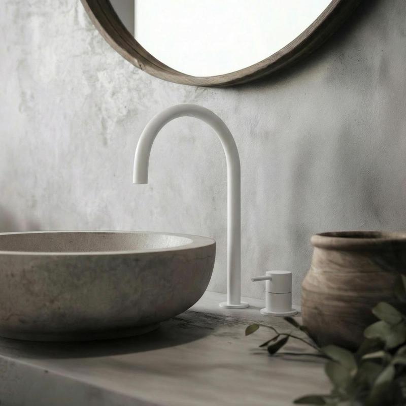 Waterevolution Flow 2-gats wastafelkraan wit met hoge  U 200mm uitloop T1122UBR