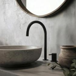 Waterevolution Flow 2-gats wastafelkraan zwart met hoge U 200mm uitloop T1122UPR