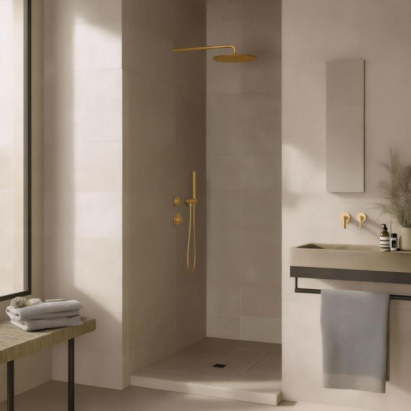 Waterevolution Flow inbouw douchethermostaat met 1 omstelkraan light gold 1208954644