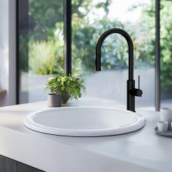 Quadri Retford keukenmengkraan mat zwart met uitneembare uitloop en sproeistand 1208956087