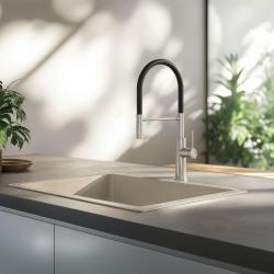 Quadri Retford keukenmengkraan RVS met flexibele uitloop zwart 1208956089