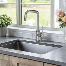 Quadri Stamford keukenmengkraan RVS met draaibare haakse uitloop 1208956097