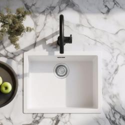 Witte Spoelbak 50x40 cm Onderbouw, Opbouw en Vlakinbouw met RVS plug 1208956397