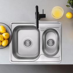 Ausmann Basic rvs 1,5 opbouw spoelbak omkeerbaar 63x50 cm inclusief sifon 1208956969