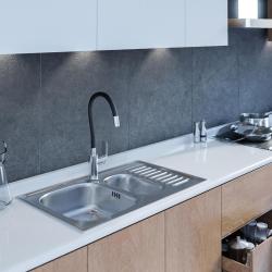 Ausmann Basic rvs 1,5 opbouw spoelbak met afdruip omkeerbaar 78x50 cm inclusief sifon 1208956970