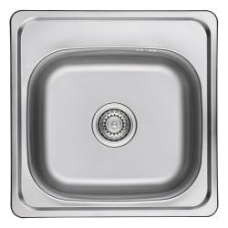 Ausmann Basic rvs opbouw spoelbak 48x48 cm met kraangatbank inclusief sifon 1208957000