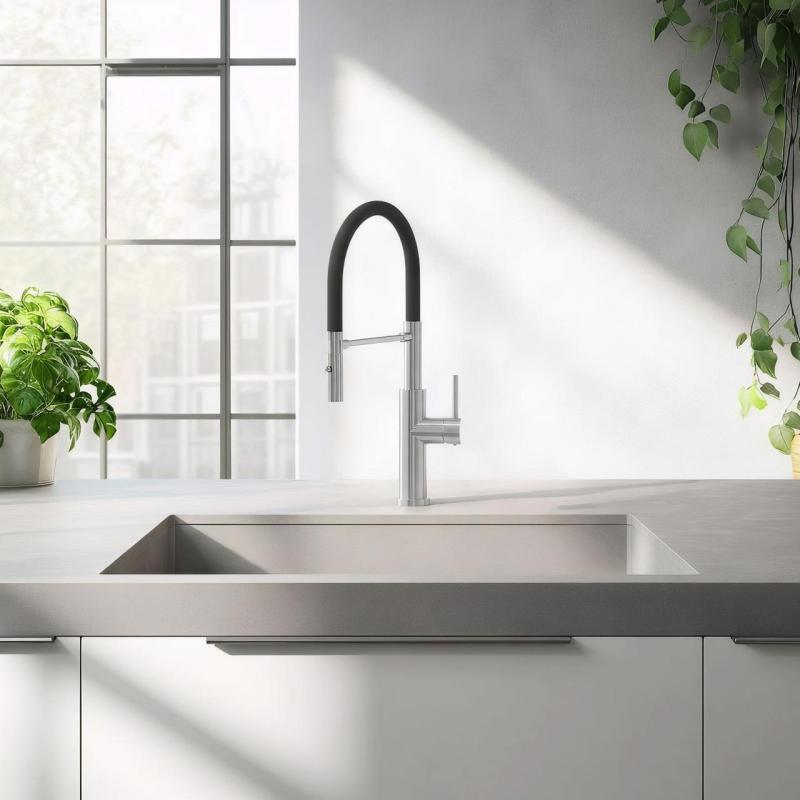 Quadri Chester keukenmengkraan met flexibele uitloop en douche met 2 straalsoorten RVS 1208957226