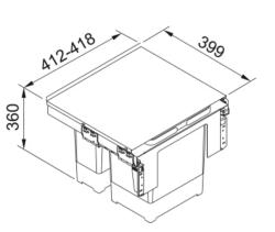 Franke Sorter Garbo 45-2 inbouw afvalsysteem 1 x 12 en 1 x 18 Liter afvalbak 1210200692