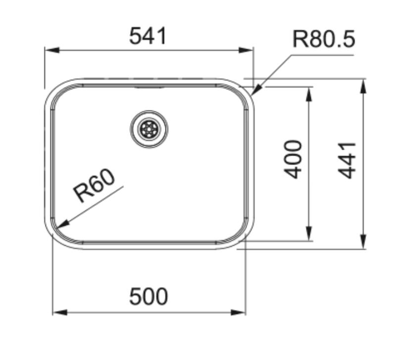 Franke Smart SRX 210.50 T RVS spoelbak 50x40 vlakinbouw 127.0688.777