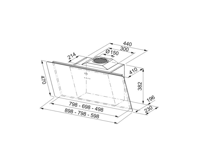 Franke Smart vertikaal zwart glas afzuigkap 90cm 110.0377.734