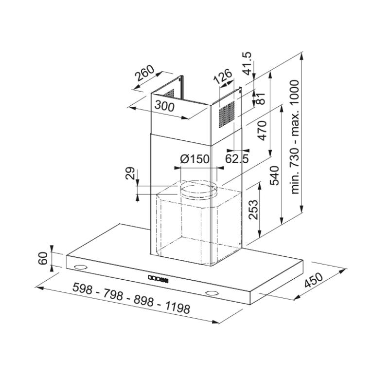 Franke Mythos Tale wandmodel RVS afzuigkap 120cm 325.0597.295