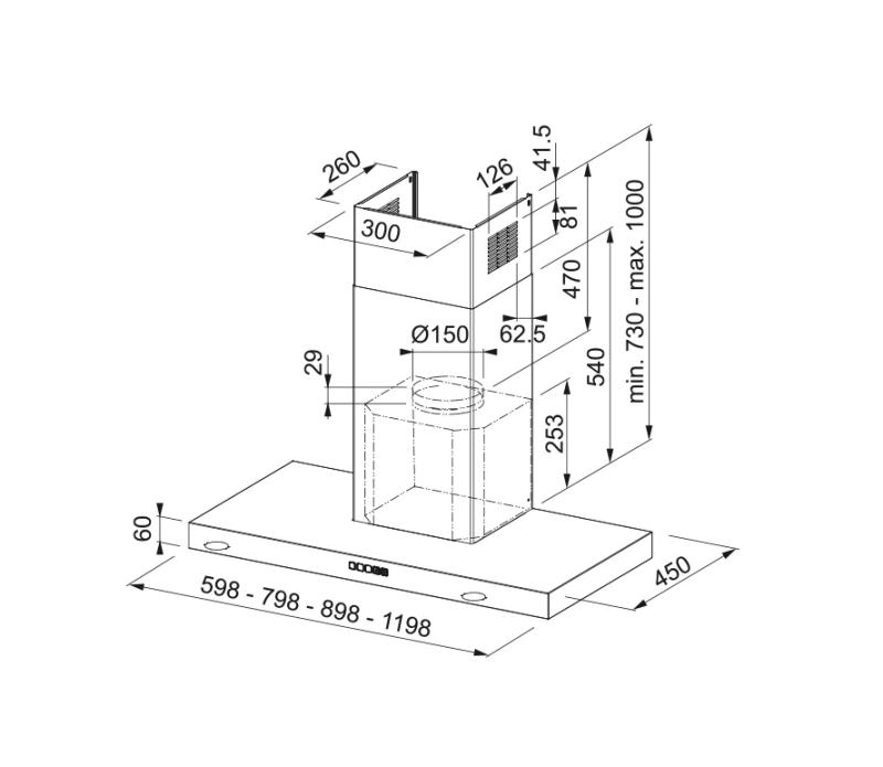 Franke Mythos Tale wandmodel matt zwart afzuigkap 90cm 325.0657.512