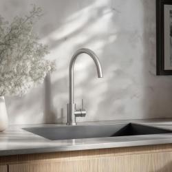 Ausmann Inox Round keukenkraan draaibare uitloop volledig RVS 1208958308