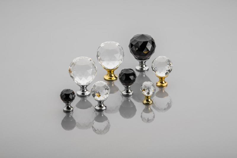 Zamak knob Crystal Palace A 30mm chrome + BLACK CRYSTAL 1208959267