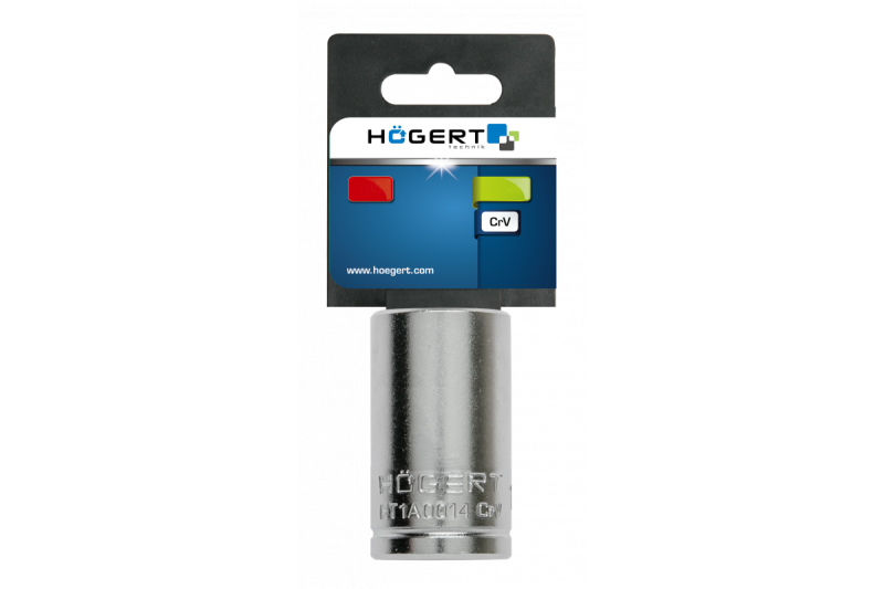 Hoegert Socket 1/4" zeskant metrisch 14 mm CrV50BV30 DIN 3124 AS-aandrijving. 1208959358