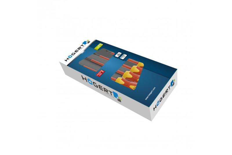 Hoegert 5-delige geïsoleerde schroevendraaierset 1000 V S2 staal. Met spanningsmeter. 1208960042