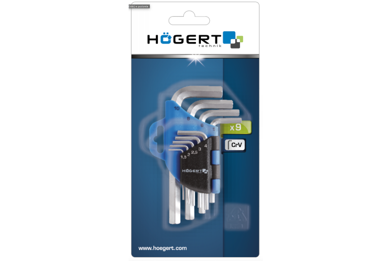 Hoegert 9-delige inbussleutelset van CrV-staal 1208960095