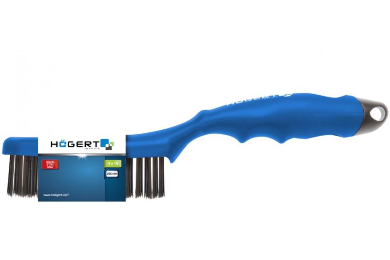 Hoegert Stalen draadborstel met vier rijen stalen draden. 1208960281