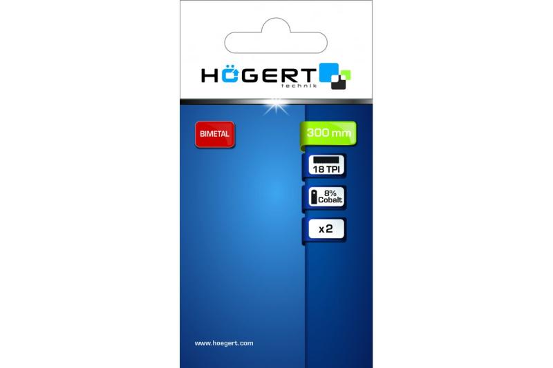 Hoegert Hacksawbladen 300 mm 18TPI HSS-staal Bimetaal 2 stuks. 1208960385