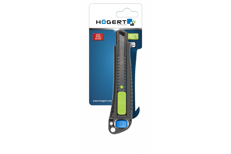 Hoegert Mes met vervangbaar lemmet van 18 mm, gemaakt van zwart stalen SK4. 1208960403