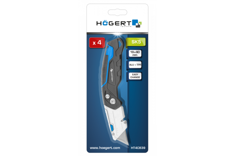 Hoegert Mes met trapeziumvormig lemmet dat inklapt 1 + 3 1208960417