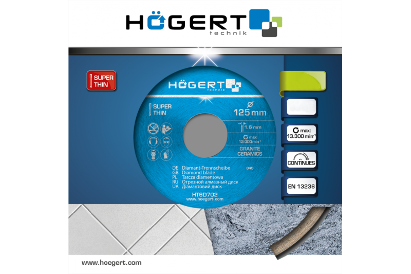 Hoegert Doorlopende diamantschijf 125 mm 1208961830
