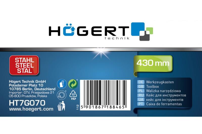 Hoegert Metalen gereedschapskist 430 mm 1208962022