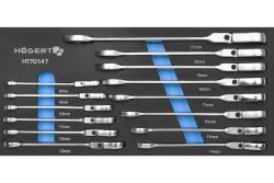 Hoegert Combinatieratelmoersleutel met flexibele kop set 14 stuks technisch schuim 1208962054