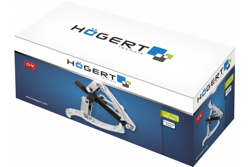 Hoegert Drie-armige trekker met bekken van 3"/75mm. 1208962152