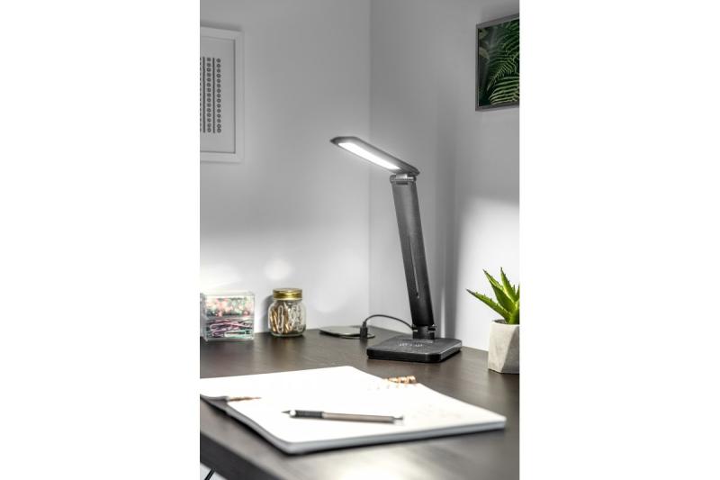 Decor IZUKA LED bureaulamp 6W 400lm AC220-240V 50/60Hz CCT inductieve oplader zwart. 1208962497