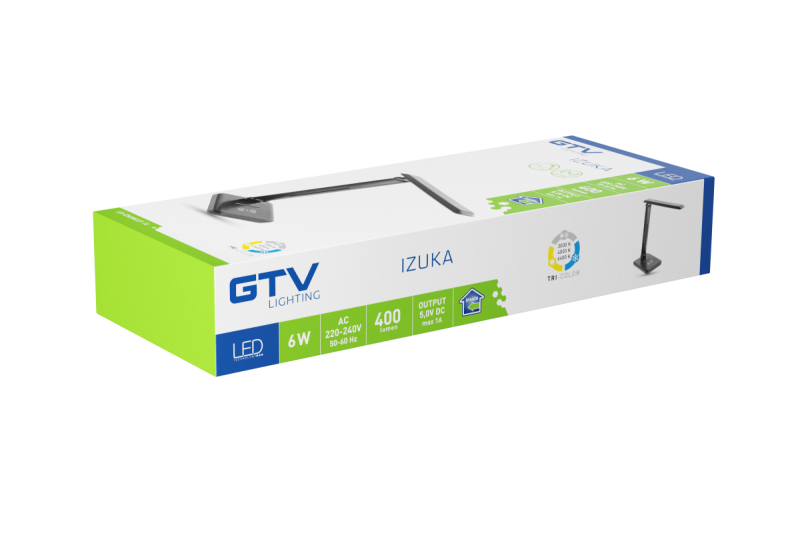 Decor IZUKA LED bureaulamp 6W 400lm AC220-240V 50/60Hz CCT inductieve oplader zwart. 1208962497