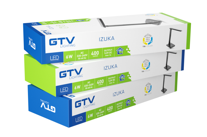 Decor IZUKA LED bureaulamp 6W 400lm AC220-240V 50/60Hz CCT inductieve oplader zwart. 1208962497