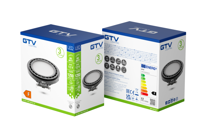 LED LIGHT SOURCE, A-G, AR111, 4000K, G53, 12,5W, DC12V, 120°, 1250lm, black 1208962612