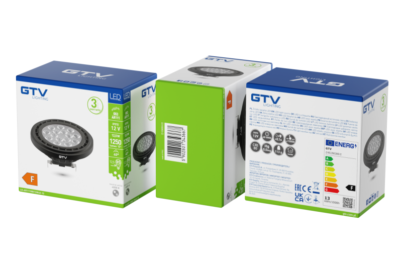 LED LIGHT SOURCE, A-G, AR111, 4000K, G53, 12,5W, DC12V, 40°, 1250lm, black 1208962615