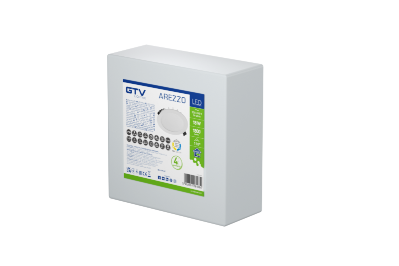 LED luminaire AREZZO,18W,1800lm,AC220-240V,50/60 Hz,PF>0,9,Ra≥80,IP54,IK08,110°,CCT(3000/4000/6400K) 1208962629