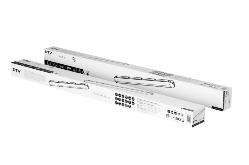 BETIS II LED hermetic luminaire, 70W, 8400lm, AC220-240V, 50/60Hz, PF>0.9, RA>80, IP65, light angle 1208962662