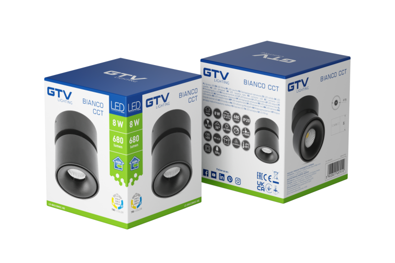 Decor LED armatuur bianco cct 8W 680lm AC220-240V 50/60 Hz Ra≥80 IP20 36° 2700/3300/4000K rond zwart. 1208962678